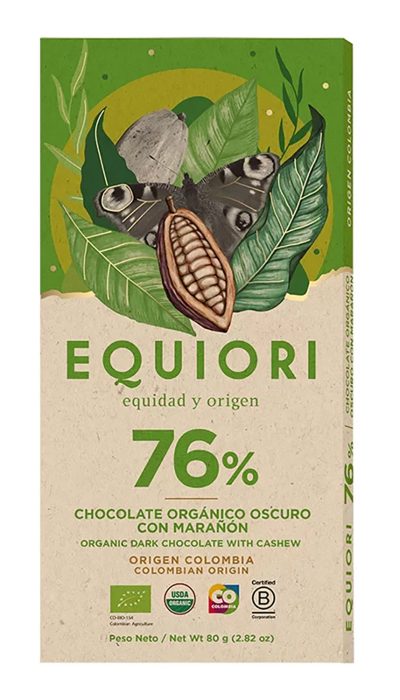 Chocolate Orgánico Oscuro con Marañón 76% x80g